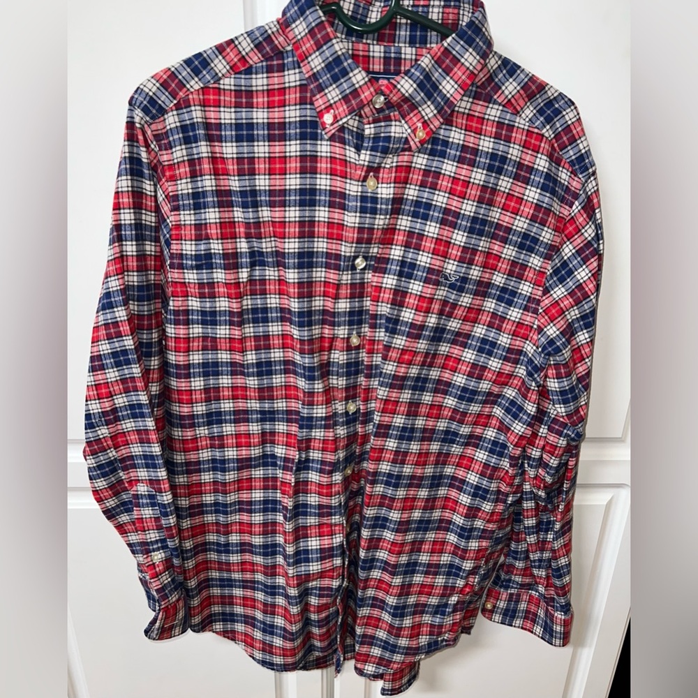 Vineyard Vines Red and Blue Plaid Button Down Shirt